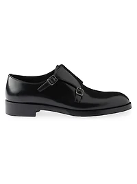 Brushed Leather Double Monk Strap Shoes