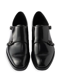 Brushed Leather Double Monk Strap Shoes