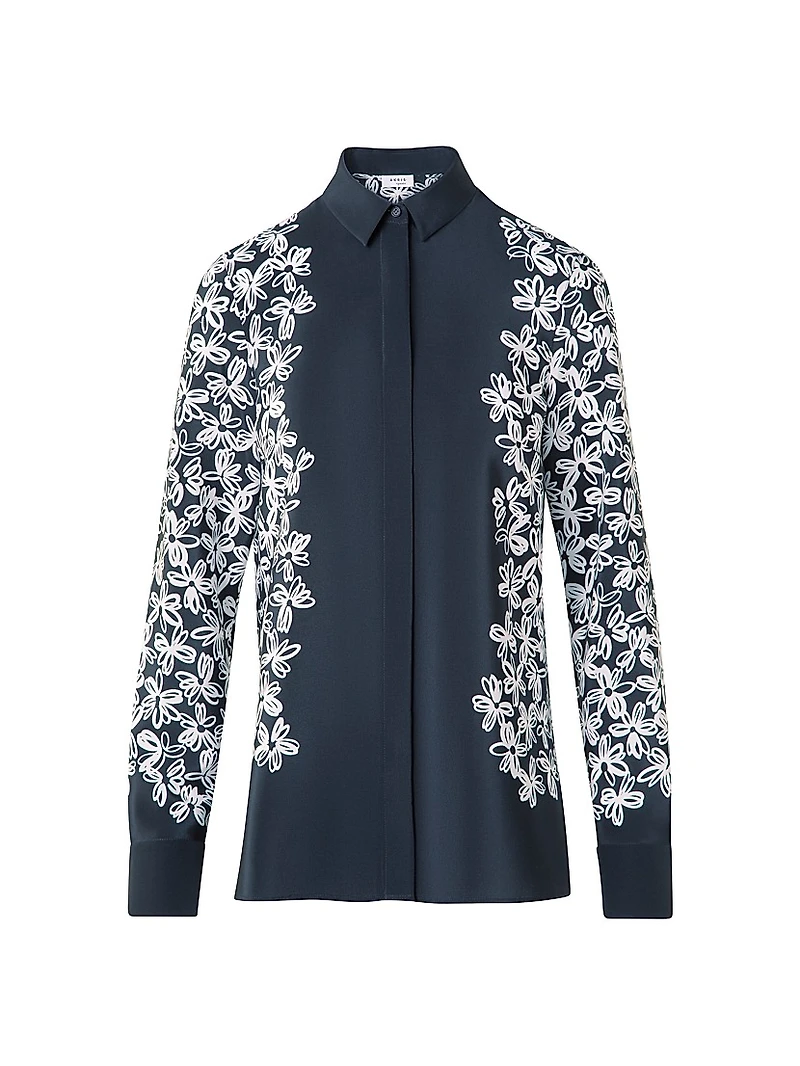 Daisy Print Crêpe De Chine Blouse