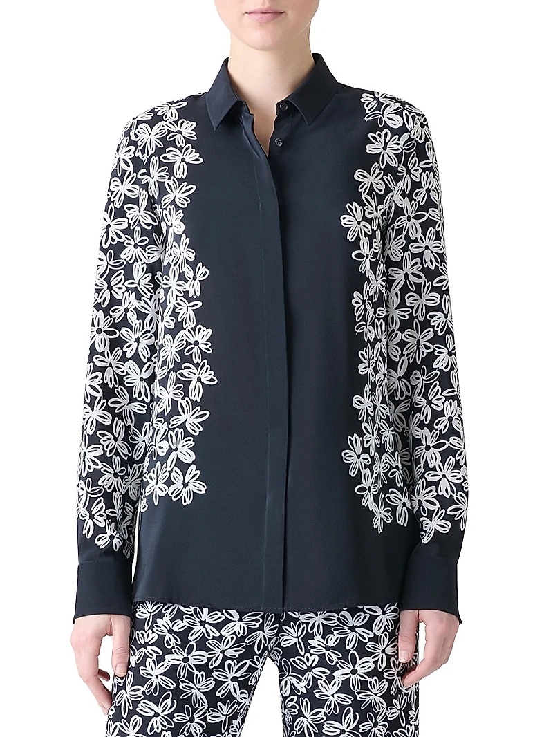 Daisy Print Crêpe De Chine Blouse