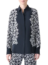 Daisy Print Crêpe De Chine Blouse