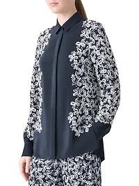 Daisy Print Crêpe De Chine Blouse