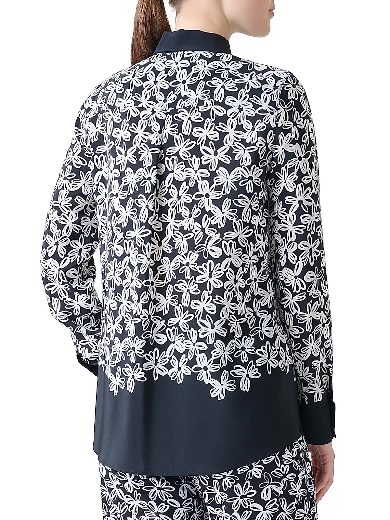 Daisy Print Crêpe De Chine Blouse