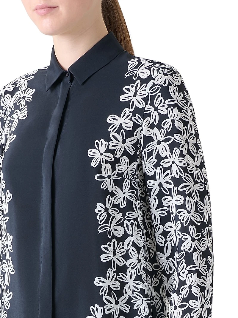 Daisy Print Crêpe De Chine Blouse