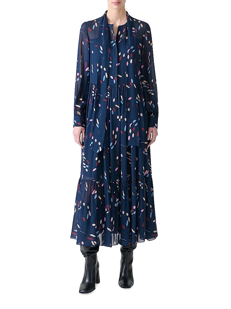 Polka Dot Print Midi-Dress