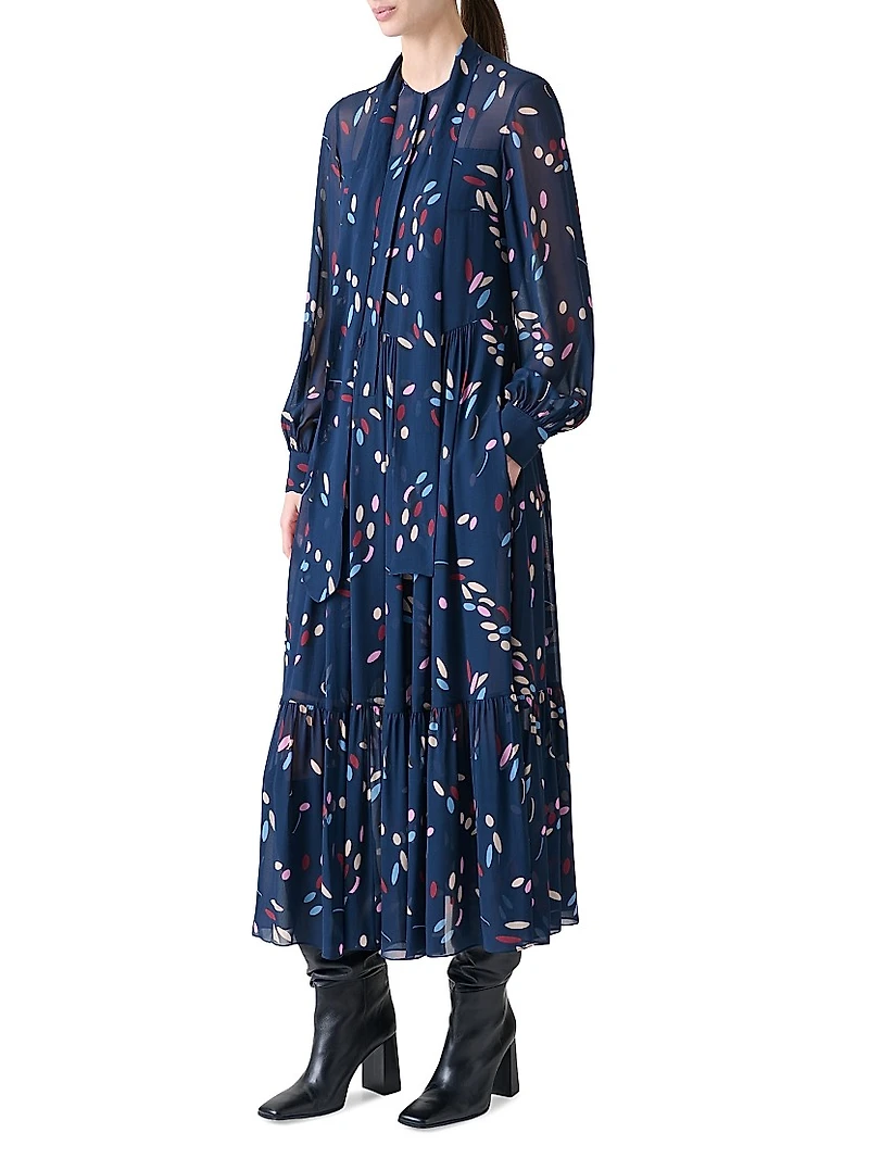 Polka Dot Print Midi-Dress