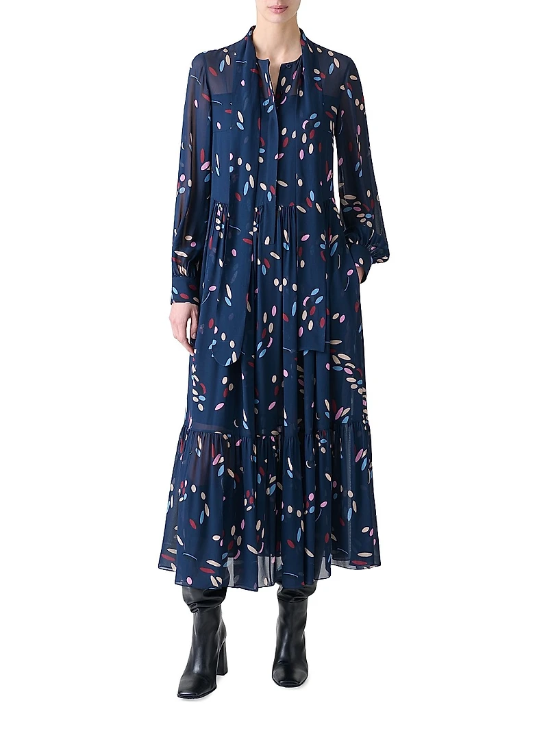 Polka Dot Print Midi-Dress