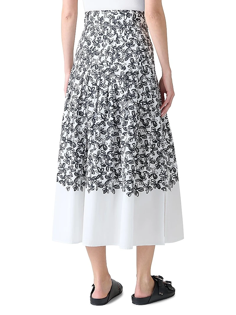 Daisy Print Midi-Skirt