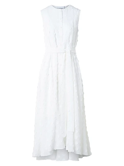 Polka Dot Appliqué Georgette Midi-Dress