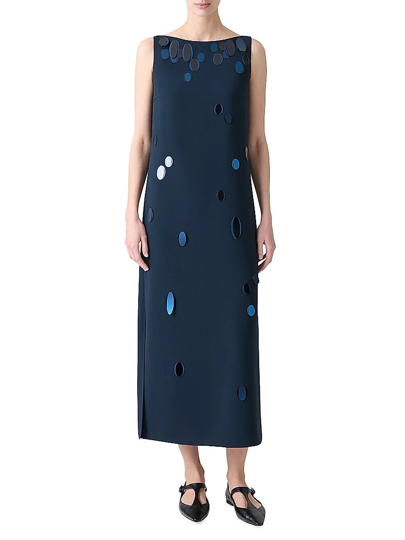 Sleeveless Lasercut Crepe Maxi Dress