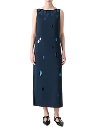 Sleeveless Lasercut Crepe Maxi Dress