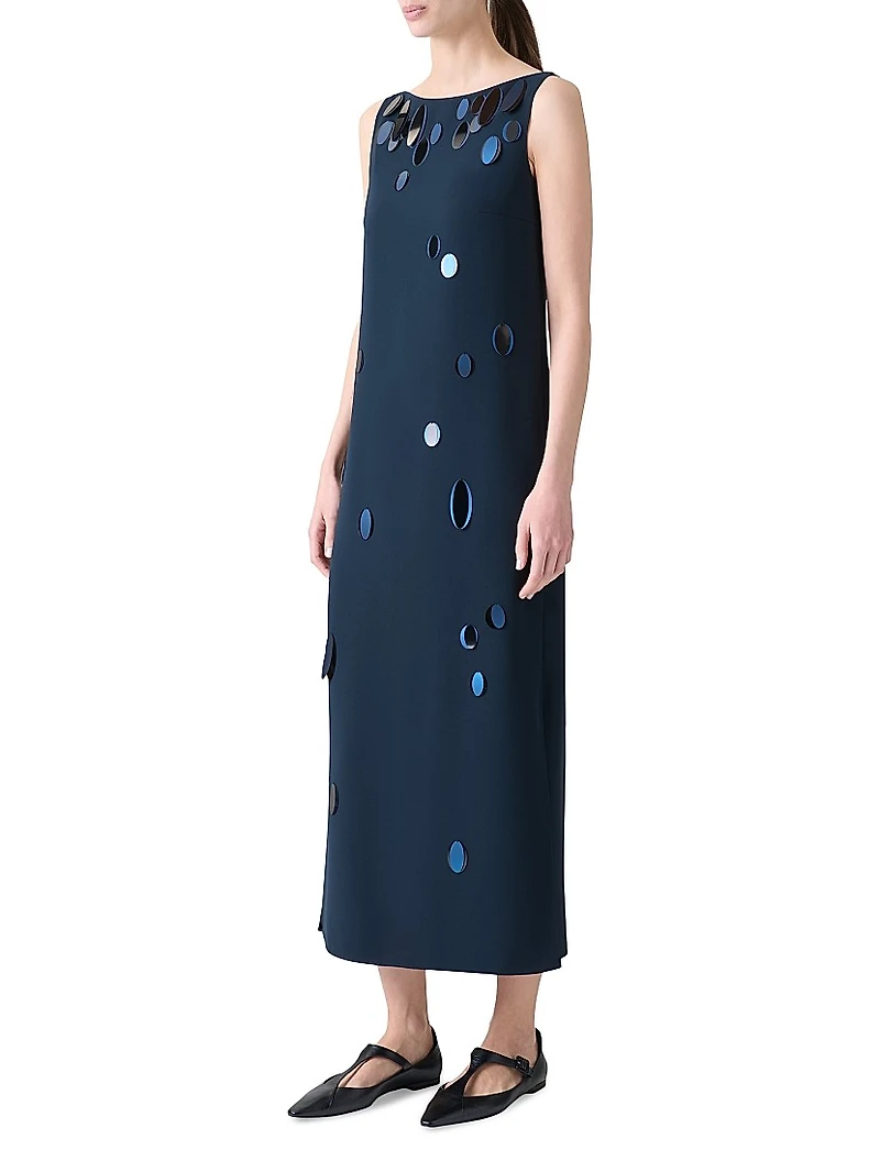 Sleeveless Lasercut Crepe Maxi Dress