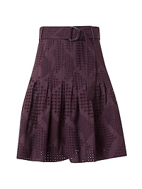 Eyelet Embroidered Cotton Poplin Miniskirt