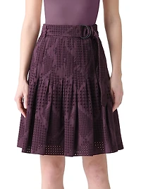 Eyelet Embroidered Cotton Poplin Miniskirt