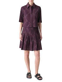 Eyelet Embroidered Cotton Poplin Miniskirt