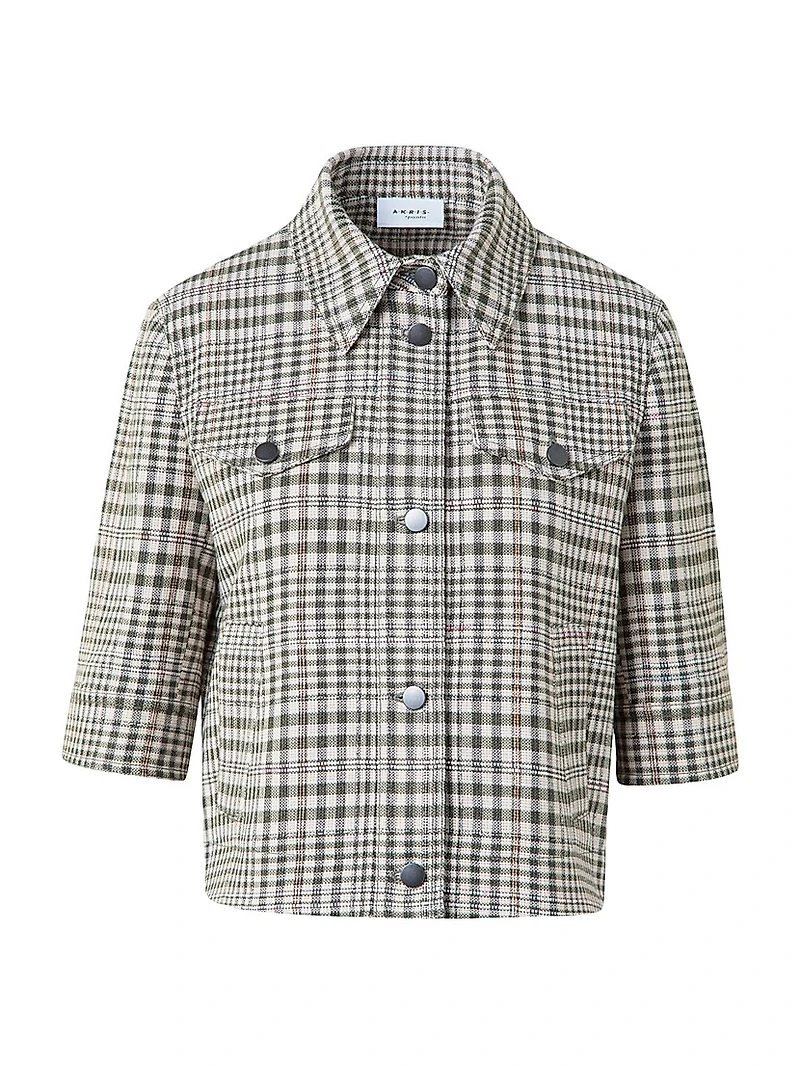 Plaid Cropped Shirt Jacket