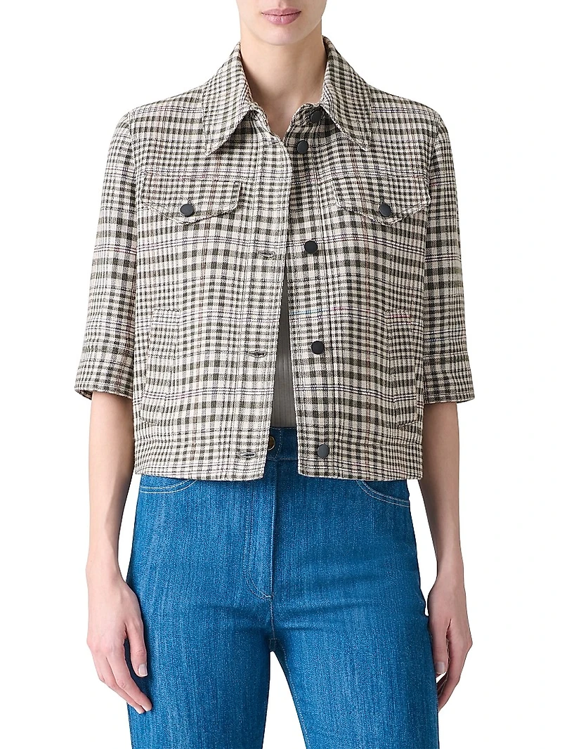 Plaid Cropped Shirt Jacket