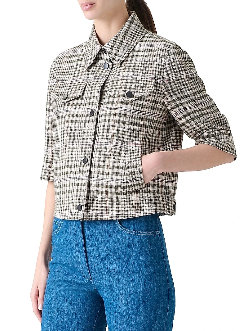 Plaid Cropped Shirt Jacket