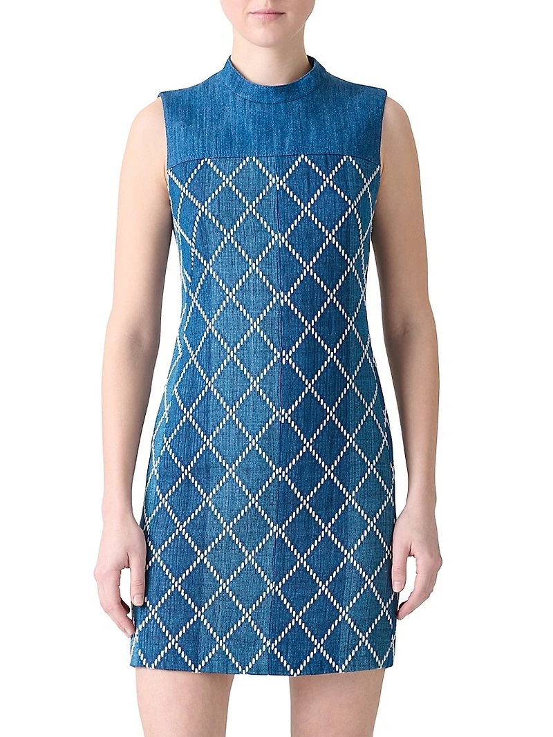 Jacquard Denim Sheath Minidress