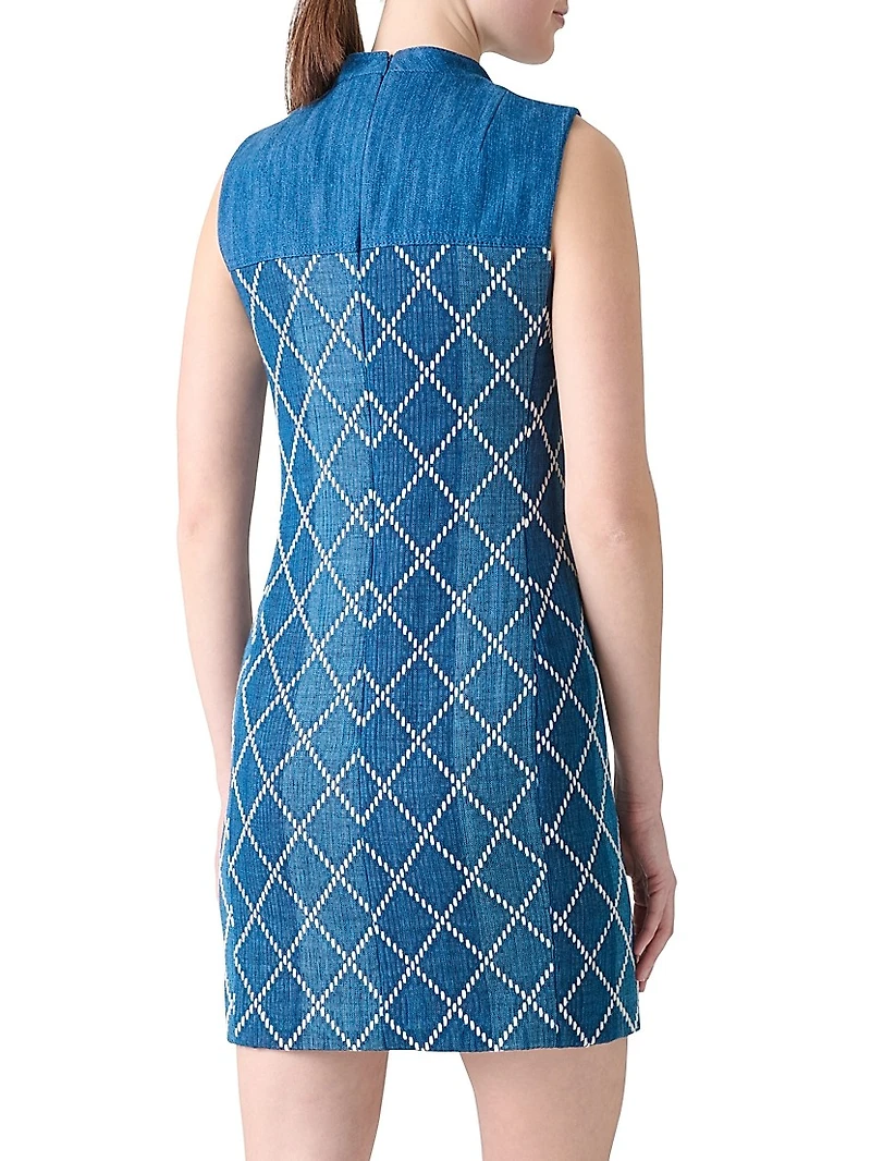 Jacquard Denim Sheath Minidress