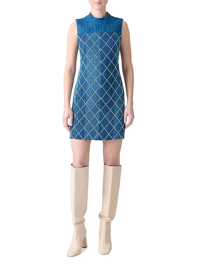 Jacquard Denim Sheath Minidress
