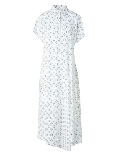 Asymmetric Sheer Polka Dot Midi-Dress