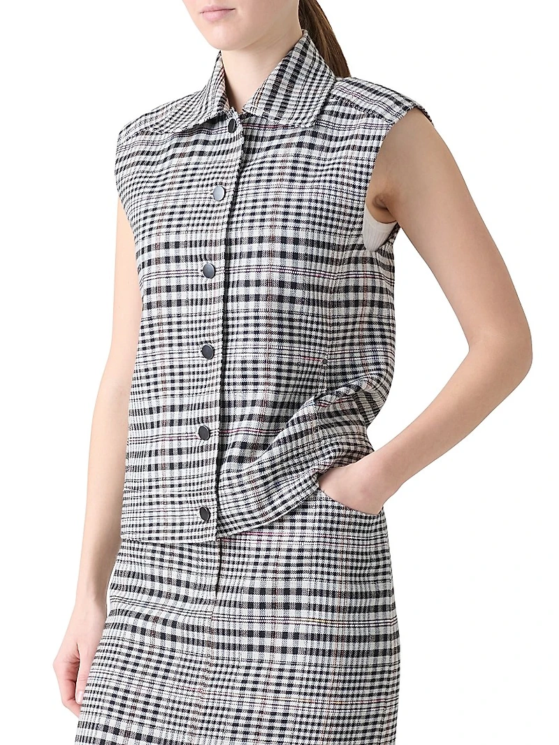 Plaid Kent Collar Vest