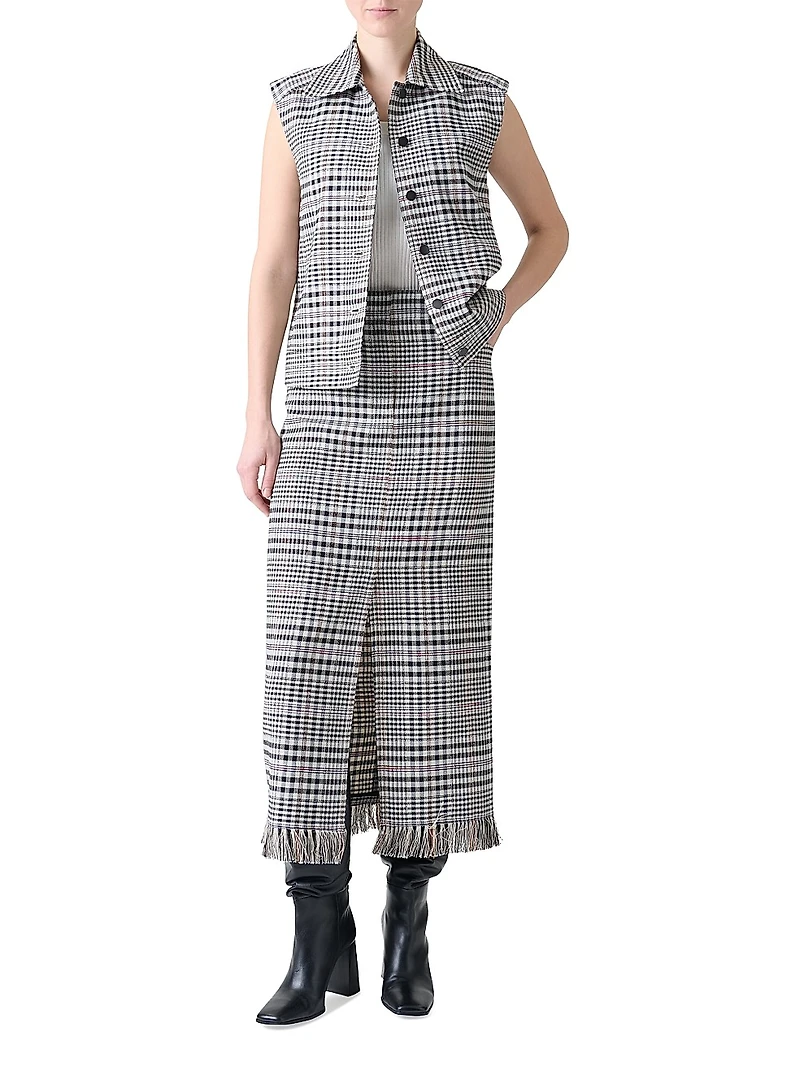 Plaid Kent Collar Vest