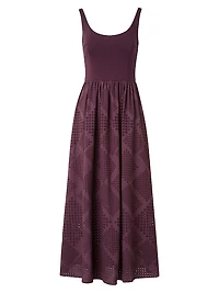 Wool Belted Eyelet-Trim Maxi Dress