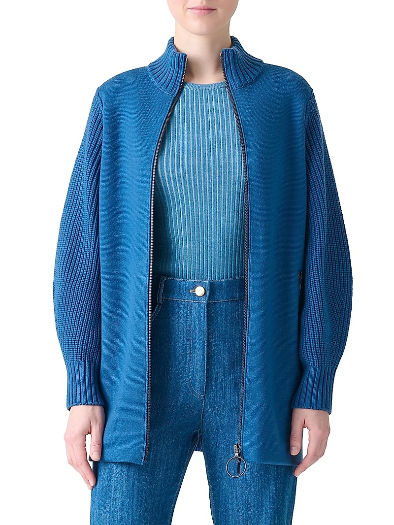 Cotton Knit Zip-Up Jacket