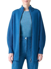 Cotton Knit Zip-Up Jacket