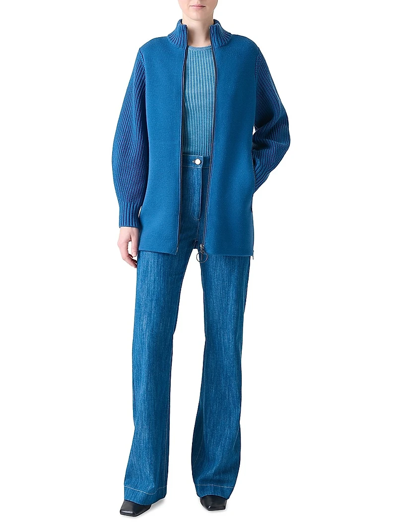 Cotton Knit Zip-Up Jacket