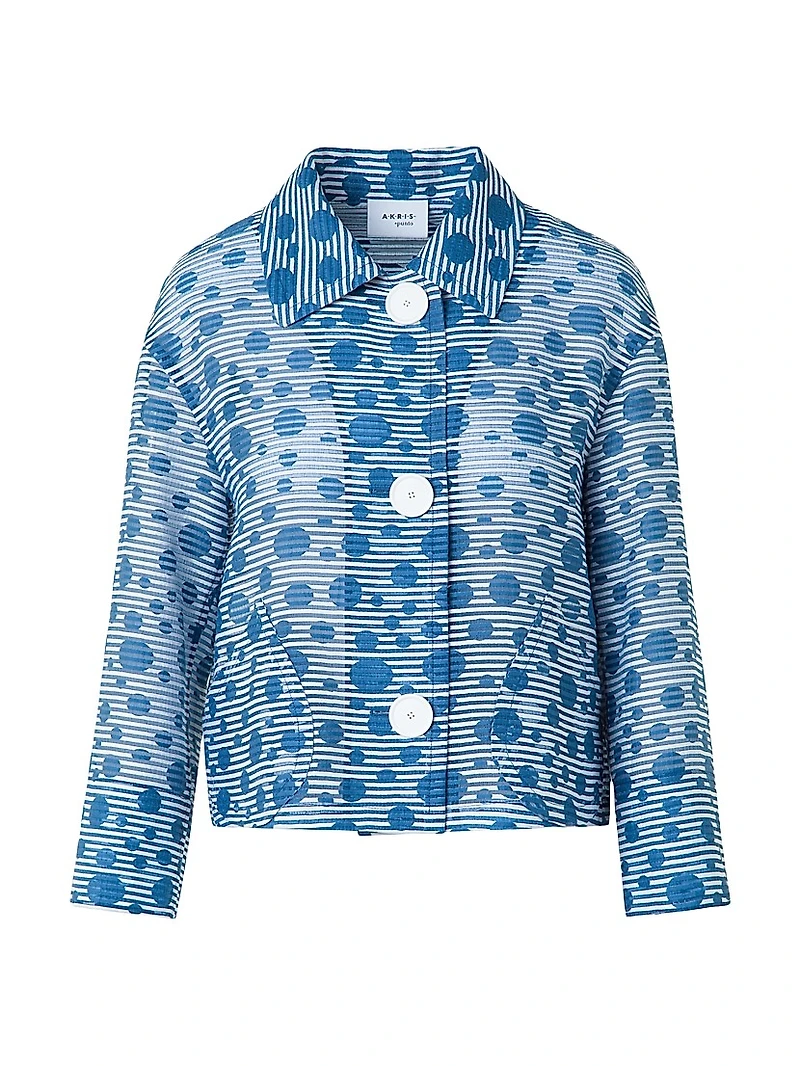 Wool Striped Polka Dot Jacquard Jacket