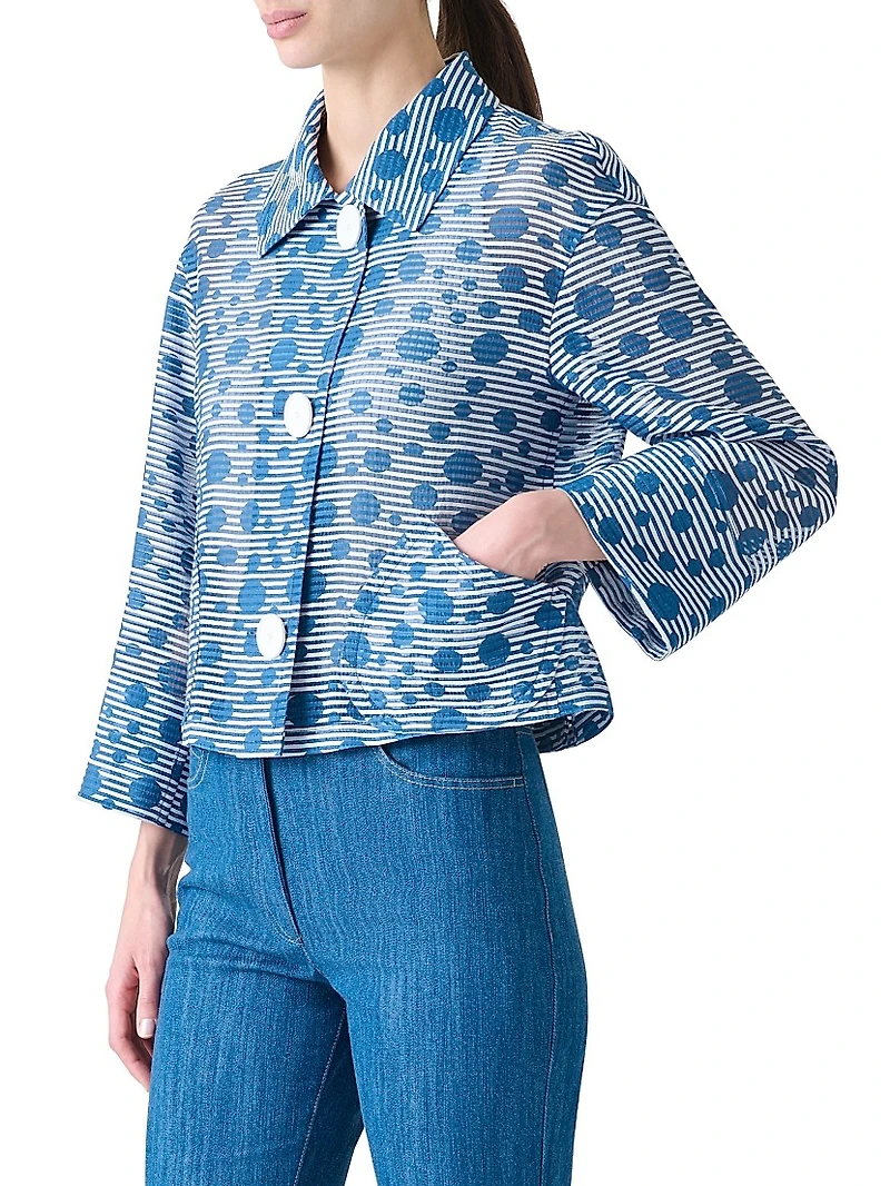 Wool Striped Polka Dot Jacquard Jacket