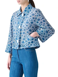 Wool Striped Polka Dot Jacquard Jacket