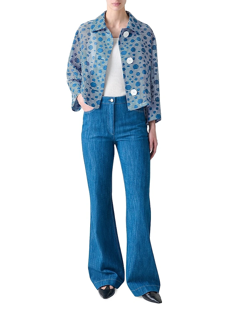 Wool Striped Polka Dot Jacquard Jacket