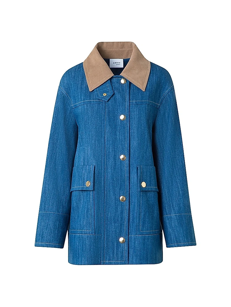 Corduroy-Trimmed Denim Jacket