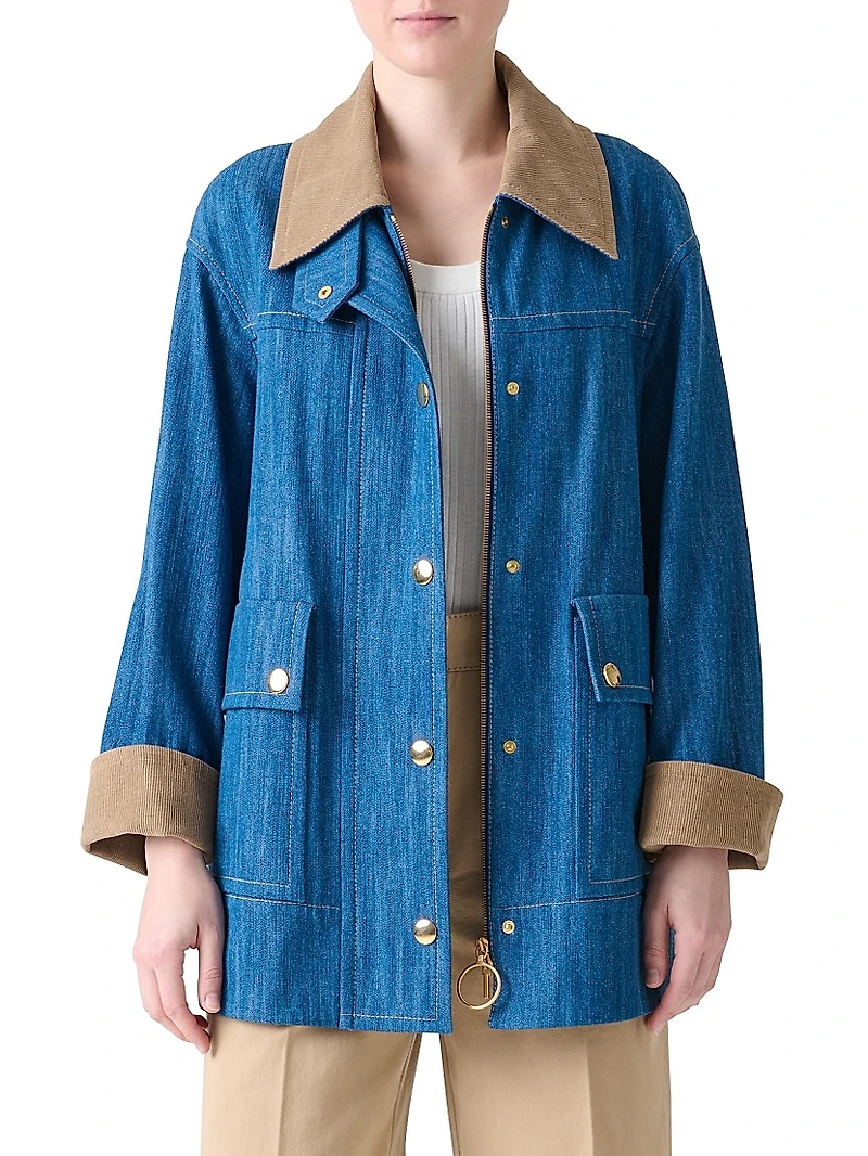 Corduroy-Trimmed Denim Jacket
