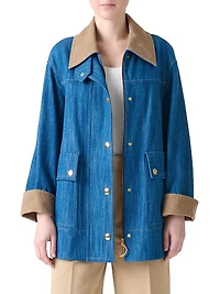 Corduroy-Trimmed Denim Jacket
