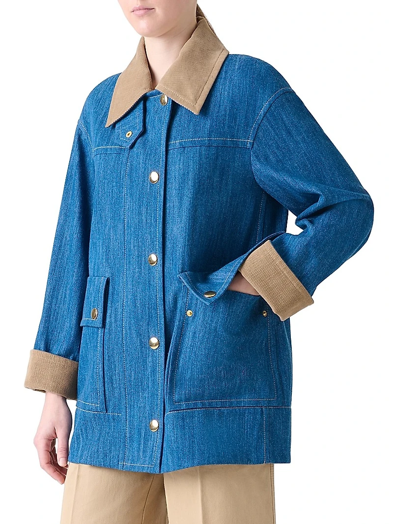 Corduroy-Trimmed Denim Jacket