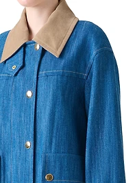 Corduroy-Trimmed Denim Jacket