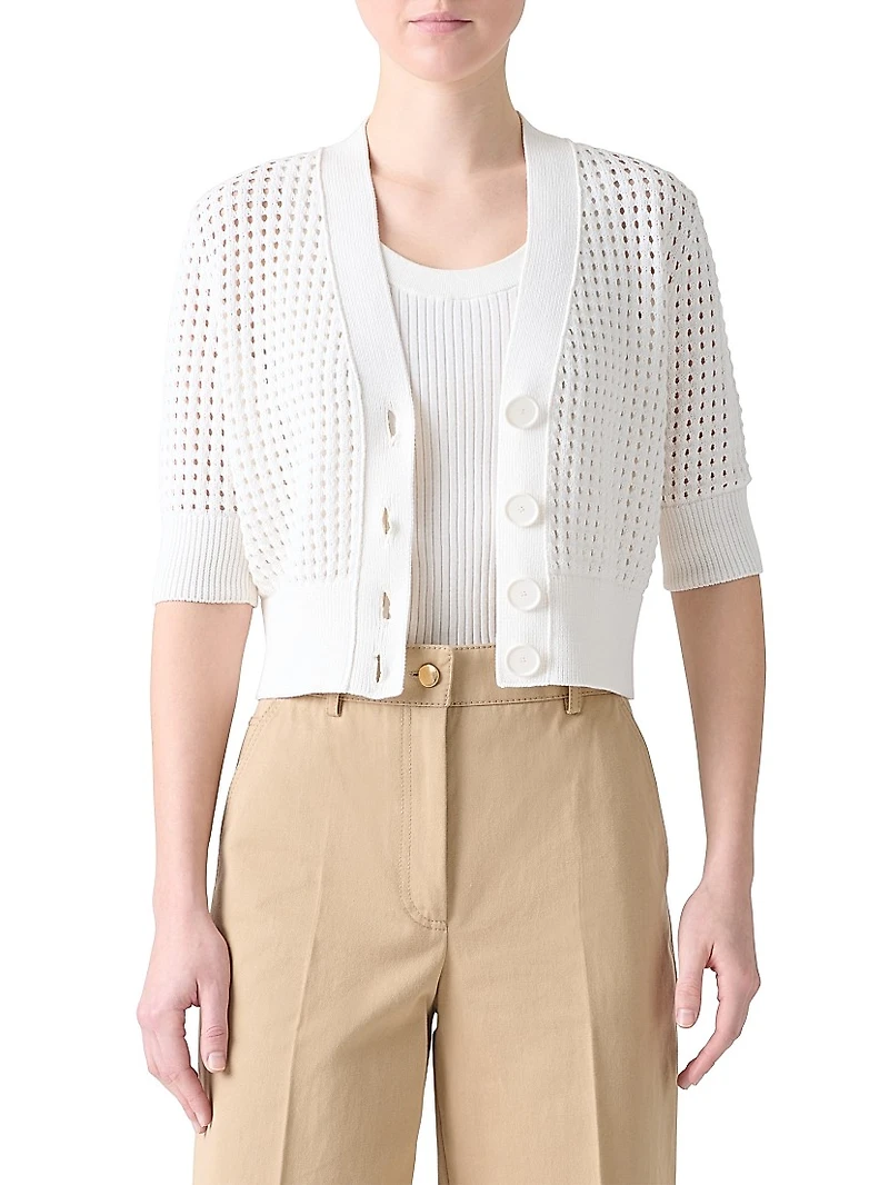 Open-Knit Cotton Cardigan