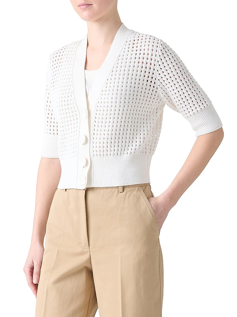 Open-Knit Cotton Cardigan