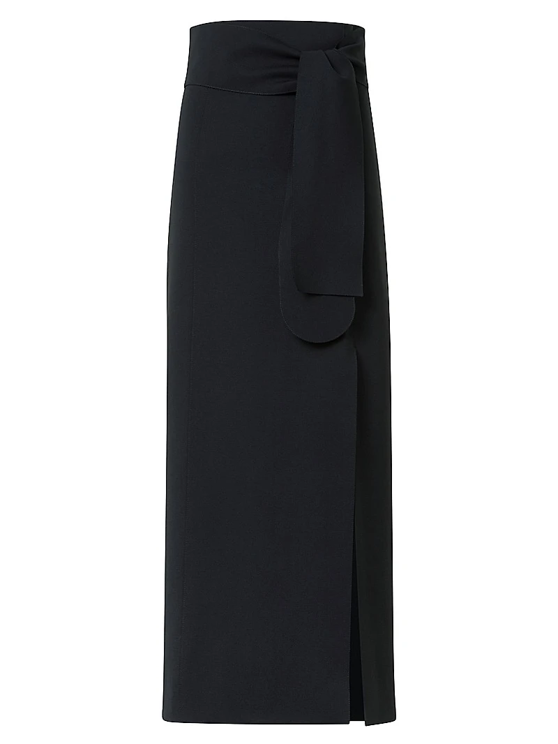 Jersey Tie-Waist Pencil Midi-Skirt