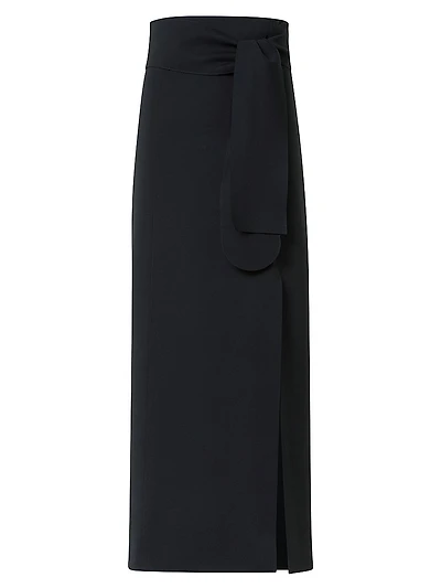 Jersey Tie-Waist Pencil Midi-Skirt