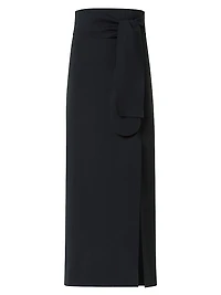 Jersey Tie-Waist Pencil Midi-Skirt