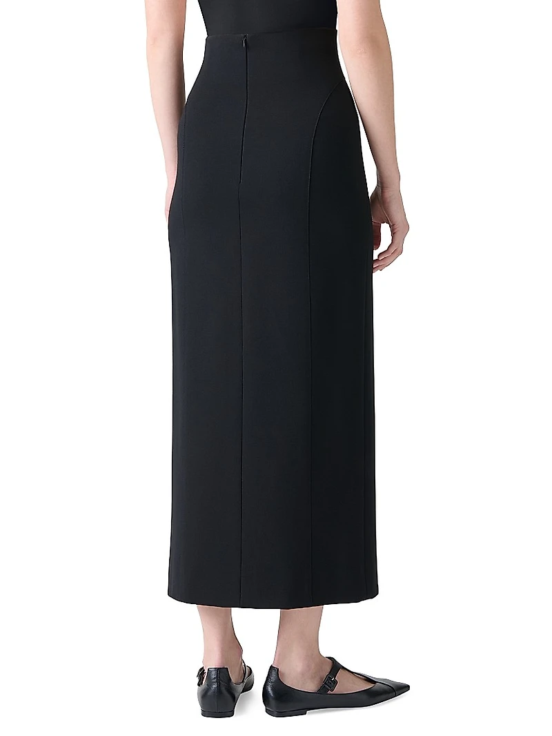 Jersey Tie-Waist Pencil Midi-Skirt