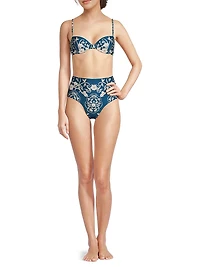 Magenta Ribbons High-Waisted Bikini Bottom