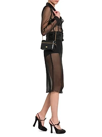 Marquisette Stretch-Silk Pencil Midi-Skirt