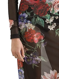 Floral Sheer Mesh Midi-Dress